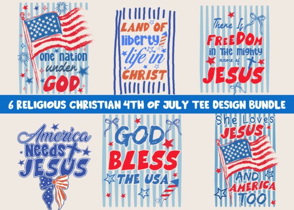 Christian 4th of July Tee Design Bundle: Faith & Patriotism Combined