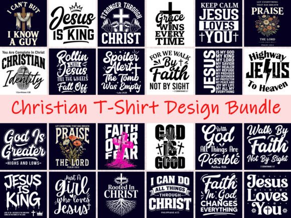 Christian T-Shirt Design Bundle: Faith-Inspired Creative Assets