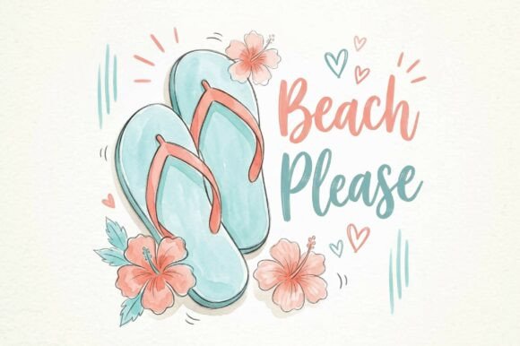 Flip Flops Summer Sublimation Design: Beach Vibes for Creative Projects