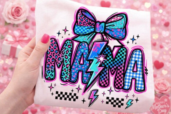 Mama Bow Checkered Retro T-Shirt Design: A Stylish Asset