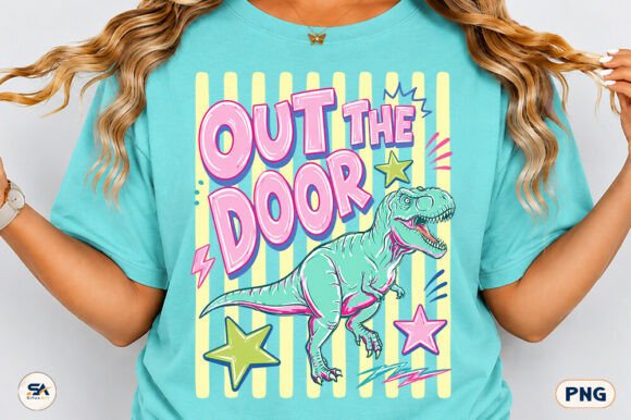 Out the Door Dinosaur PNG: Retro Design for Modern Branding
