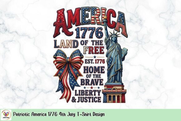 Patriotic America 1776 4th July T-Shirt Design
