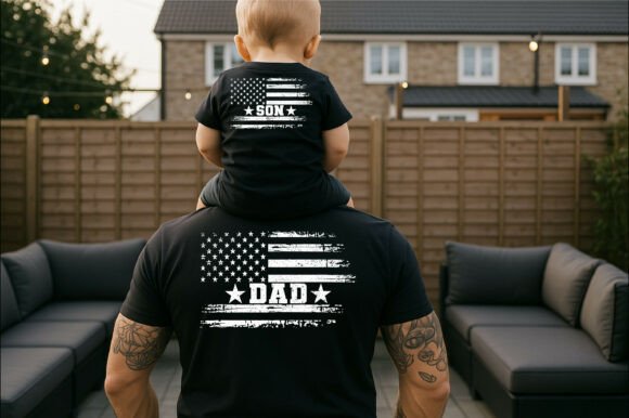 Patriotic Dad Son Matching Shirt Design: A Modern Graphic Asset