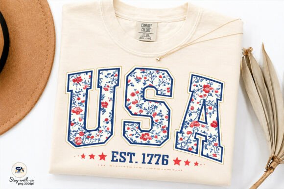 Patriotic Floral Typography for Modern Design
